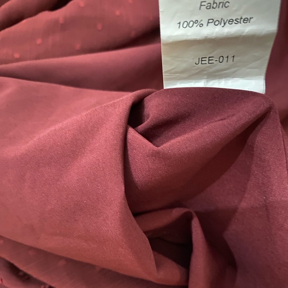 JESSAKAE Highbury Burgundy Swiss Dot Chiffon V-Neck Puff Sleeve Midi Dress XL - Picture 6 of 10